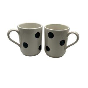 Set of 2 Kate Spade Lenox New York Deco Dot Mugs Black & White Polka Dot 10-12oz